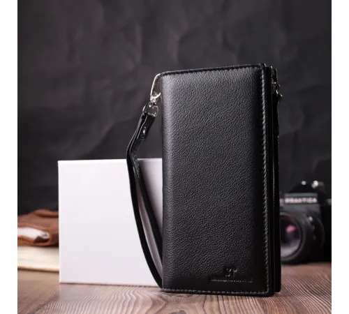 Вертикальний гаманець-клатч унісекс із натуральної шкіри ST Leather 22532 Чорний