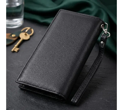 Вертикальний гаманець-клатч унісекс із натуральної шкіри ST Leather 22532 Чорний