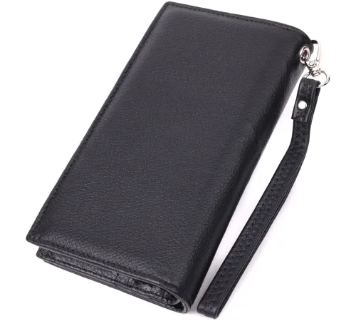Вертикальний гаманець-клатч унісекс із натуральної шкіри ST Leather 22532 Чорний
