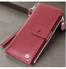 Вертикальний жіночий гаманець-клатч із натуральної шкіри ST Leather 22535 Бордовий