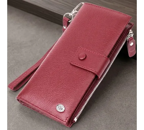 Вертикальний жіночий гаманець-клатч із натуральної шкіри ST Leather 22535 Бордовий
