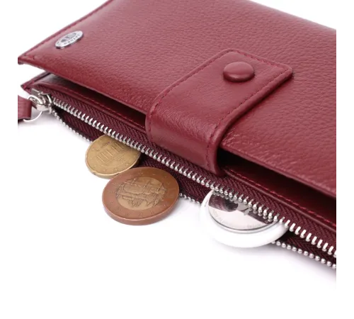 Вертикальний жіночий гаманець-клатч із натуральної шкіри ST Leather 22535 Бордовий