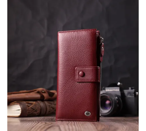Вертикальний жіночий гаманець-клатч із натуральної шкіри ST Leather 22535 Бордовий