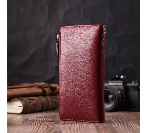 Вертикальний жіночий гаманець-клатч із натуральної шкіри ST Leather 22535 Бордовий