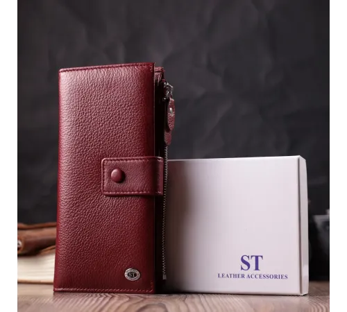 Вертикальний жіночий гаманець-клатч із натуральної шкіри ST Leather 22535 Бордовий