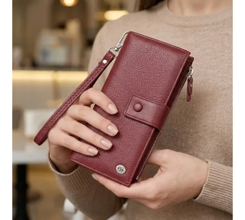 Вертикальний жіночий гаманець-клатч із натуральної шкіри ST Leather 22535 Бордовий