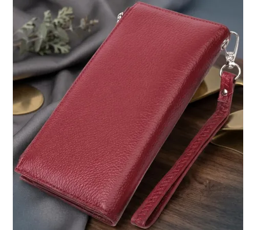 Вертикальний жіночий гаманець-клатч із натуральної шкіри ST Leather 22535 Бордовий