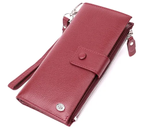 Вертикальний жіночий гаманець-клатч із натуральної шкіри ST Leather 22535 Бордовий