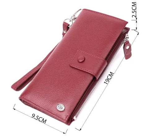 Вертикальний жіночий гаманець-клатч із натуральної шкіри ST Leather 22535 Бордовий