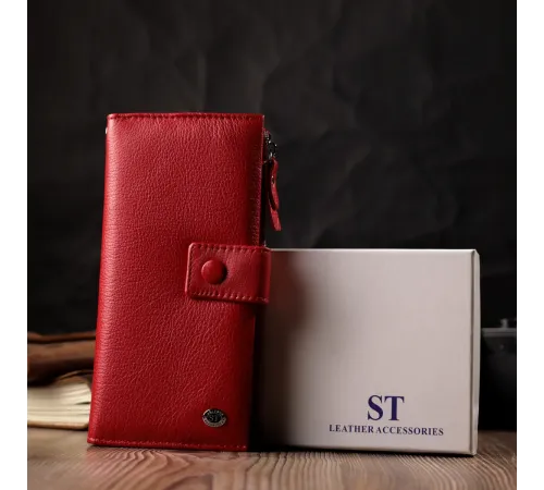 Жіночий вертикальний гаманець з натуральної шкіри ST Leather 22536 Червоний