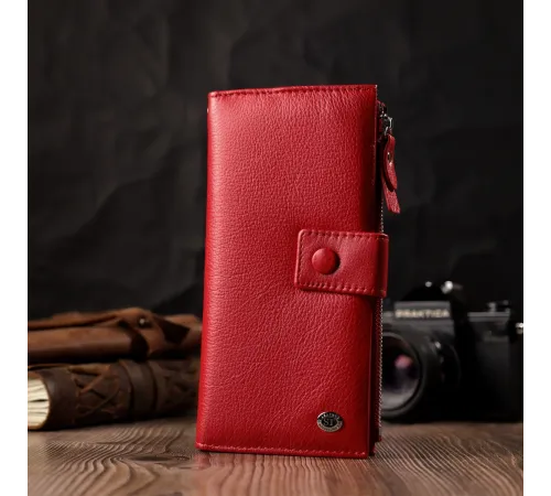 Жіночий вертикальний гаманець з натуральної шкіри ST Leather 22536 Червоний
