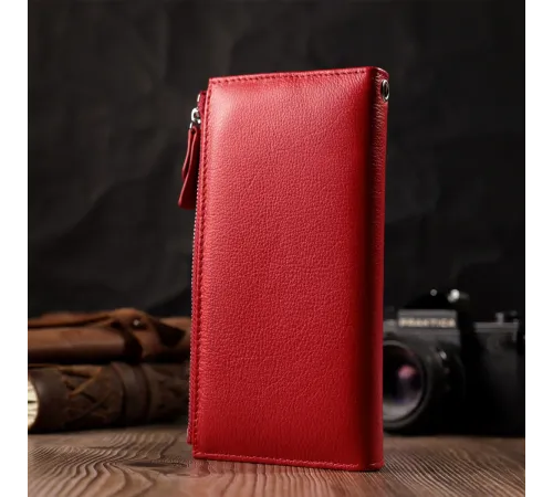 Жіночий вертикальний гаманець з натуральної шкіри ST Leather 22536 Червоний
