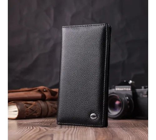 Жіночий вертикальний гаманець на магнітах із натуральної шкіри ST Leather 22538 Чорний