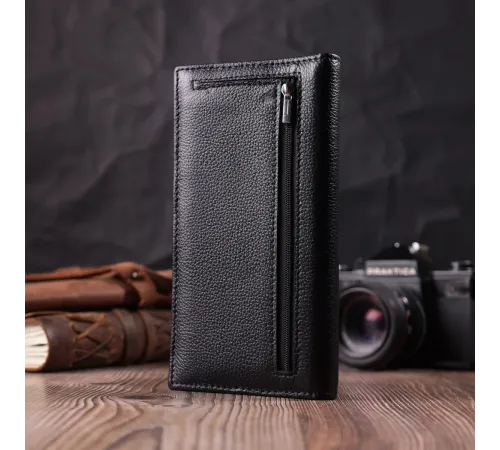 Жіночий вертикальний гаманець на магнітах із натуральної шкіри ST Leather 22538 Чорний