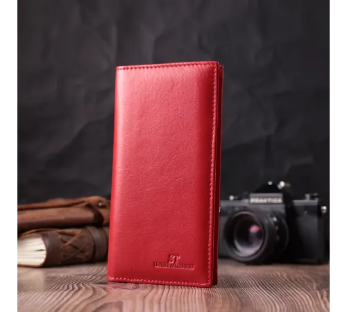 Вертикальний жіночий гаманець на магнітах із натуральної шкіри ST Leather 22539 Червоний