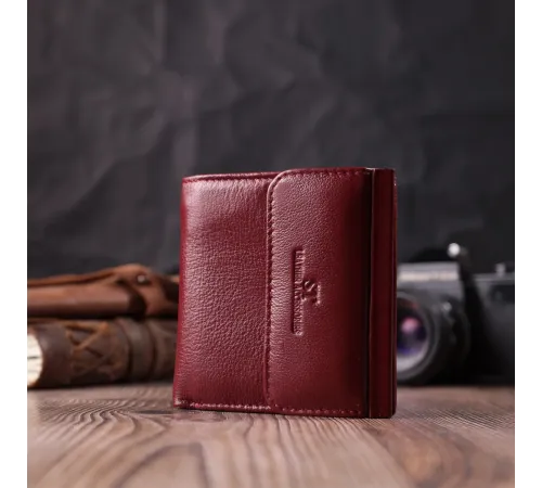 Невеликий жіночий гаманець з монетницею з натуральної шкіри ST Leather 22544 Бордовий