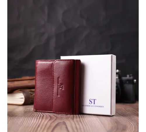 Невеликий жіночий гаманець з монетницею з натуральної шкіри ST Leather 22544 Бордовий