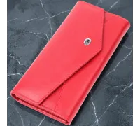 Жіночий гаманець з геометричним клапаном з натуральної шкіри ST Leather 22545 Червоний