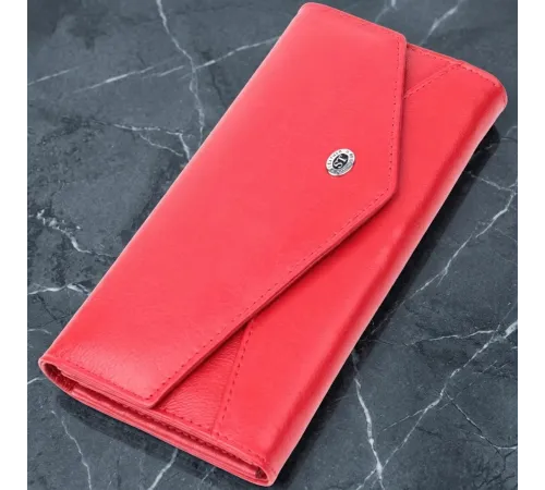 Жіночий гаманець з геометричним клапаном з натуральної шкіри ST Leather 22545 Червоний