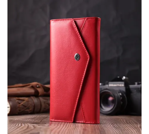 Жіночий гаманець з геометричним клапаном з натуральної шкіри ST Leather 22545 Червоний