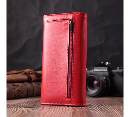 Жіночий гаманець з геометричним клапаном з натуральної шкіри ST Leather 22545 Червоний
