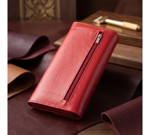 Жіночий гаманець з геометричним клапаном з натуральної шкіри ST Leather 22545 Червоний