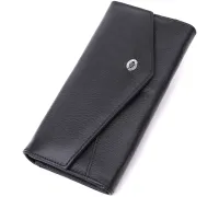 Шкіряний жіночий гаманець з геометричним клапаном ST Leather 22546 Чорний