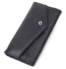 Шкіряний жіночий гаманець з геометричним клапаном ST Leather 22546 Чорний