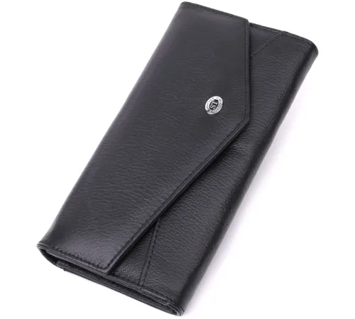 Шкіряний жіночий гаманець з геометричним клапаном ST Leather 22546 Чорний