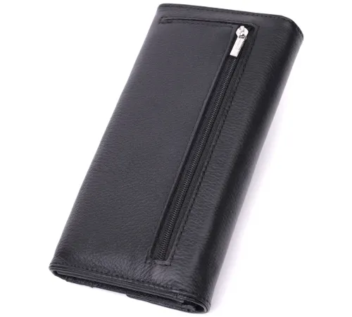 Шкіряний жіночий гаманець з геометричним клапаном ST Leather 22546 Чорний