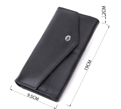 Шкіряний жіночий гаманець з геометричним клапаном ST Leather 22546 Чорний