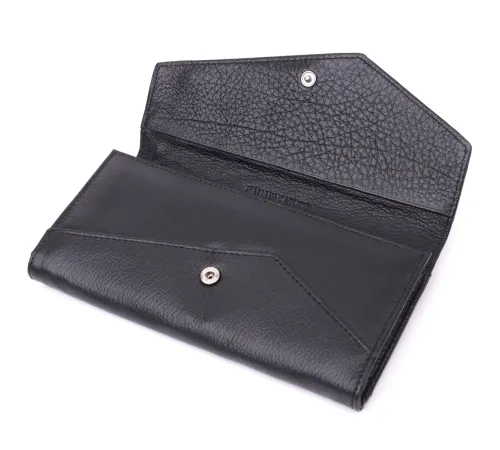 Шкіряний жіночий гаманець з геометричним клапаном ST Leather 22546 Чорний