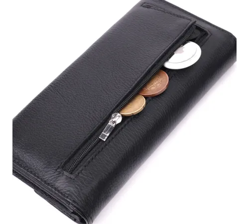 Шкіряний жіночий гаманець з геометричним клапаном ST Leather 22546 Чорний