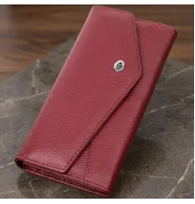 Гаманець для жінок із натуральної шкіри з геометричним клапаном ST Leather 22547 Бордовий