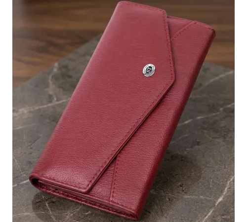 Гаманець для жінок із натуральної шкіри з геометричним клапаном ST Leather 22547 Бордовий