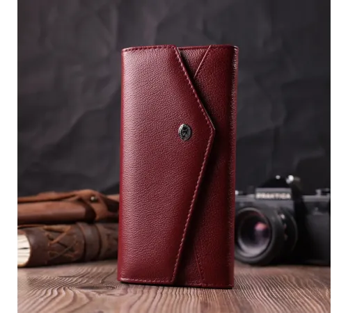 Гаманець для жінок із натуральної шкіри з геометричним клапаном ST Leather 22547 Бордовий