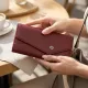 Гаманець для жінок із натуральної шкіри з геометричним клапаном ST Leather 22547 Бордовий