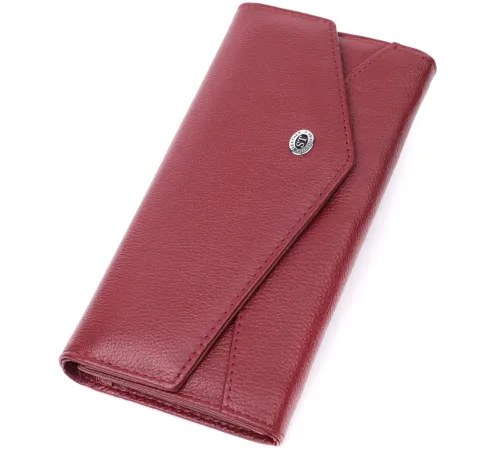 Гаманець для жінок із натуральної шкіри з геометричним клапаном ST Leather 22547 Бордовий
