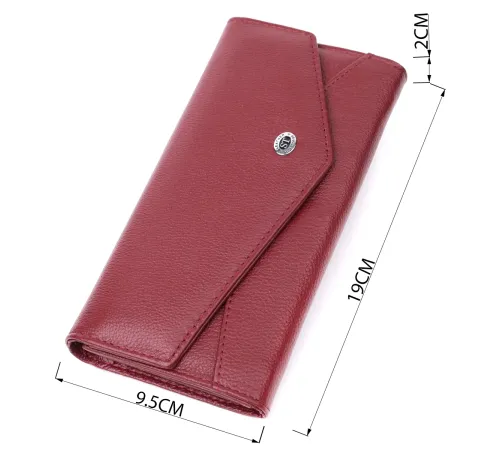 Гаманець для жінок із натуральної шкіри з геометричним клапаном ST Leather 22547 Бордовий