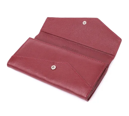 Гаманець для жінок із натуральної шкіри з геометричним клапаном ST Leather 22547 Бордовий