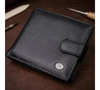 Чоловічий трендовий гаманець із натуральної шкіри ST Leather 22553 Чорний