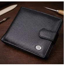 Чоловічий трендовий гаманець із натуральної шкіри ST Leather 22553 Чорний