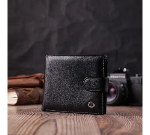 Чоловічий трендовий гаманець із натуральної шкіри ST Leather 22553 Чорний