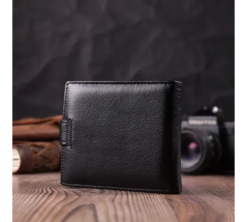 Чоловічий трендовий гаманець із натуральної шкіри ST Leather 22553 Чорний