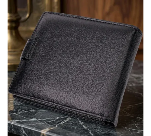 Чоловічий трендовий гаманець із натуральної шкіри ST Leather 22553 Чорний