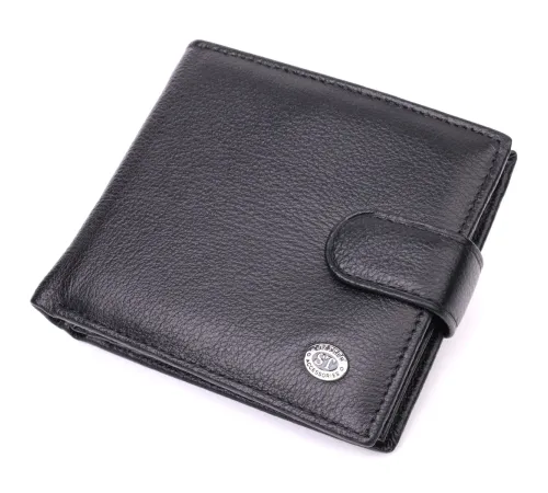 Чоловічий трендовий гаманець із натуральної шкіри ST Leather 22553 Чорний