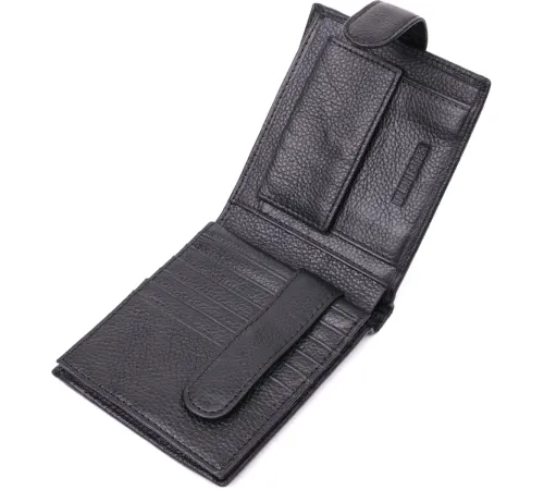 Чоловічий трендовий гаманець із натуральної шкіри ST Leather 22553 Чорний