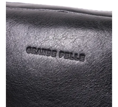 Сумка бананка прямокутного формату із якісної натуральної шкіри GRANDE PELLE 22576 Чорний