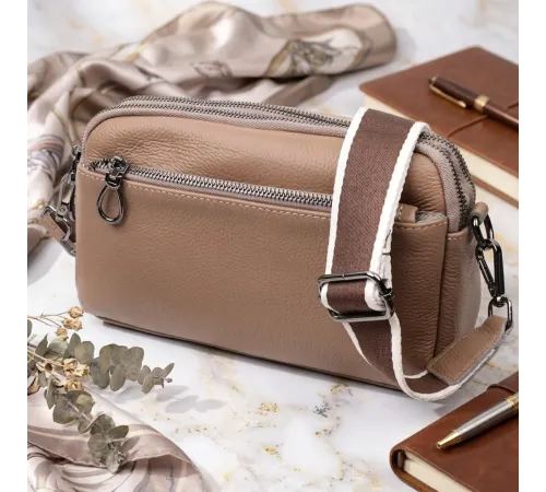 Жіноча стильна сумка з натуральної шкіри Vintage 22599 Бежева