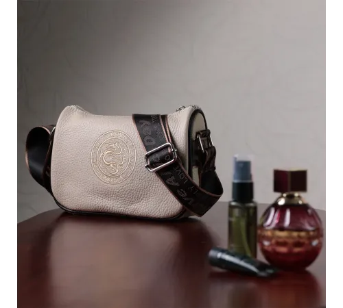 Жіноча сумка з вишивкою на лицьовій стороні з натуральної шкіри Vintage 22625 Бежева